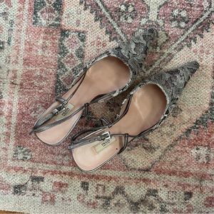 Silver Prada embroidered shoes